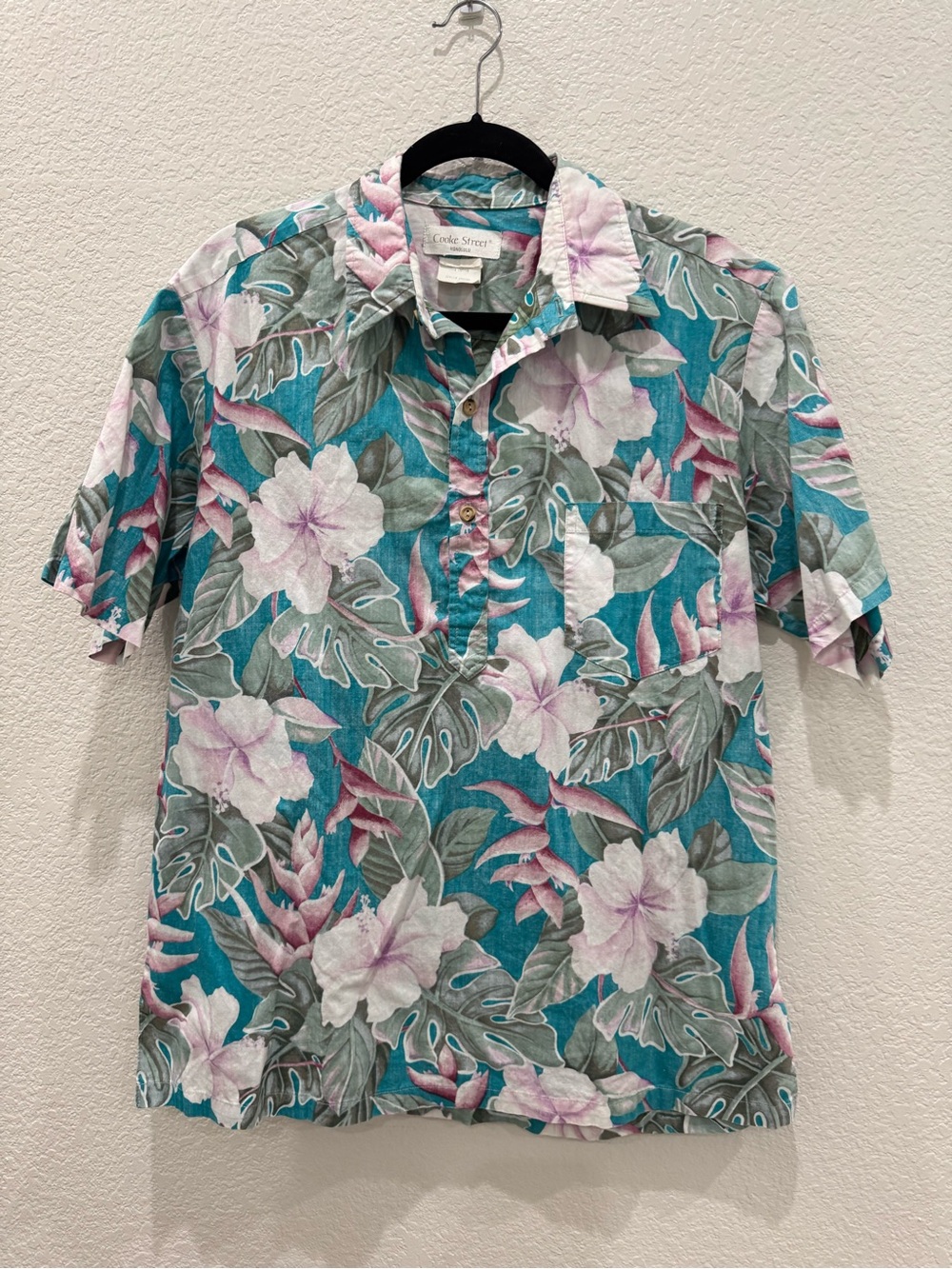 Vintage Cooke Street Honolulu Hawaiian Shirt Mens M Hibiscus Floral Aloha Cotton